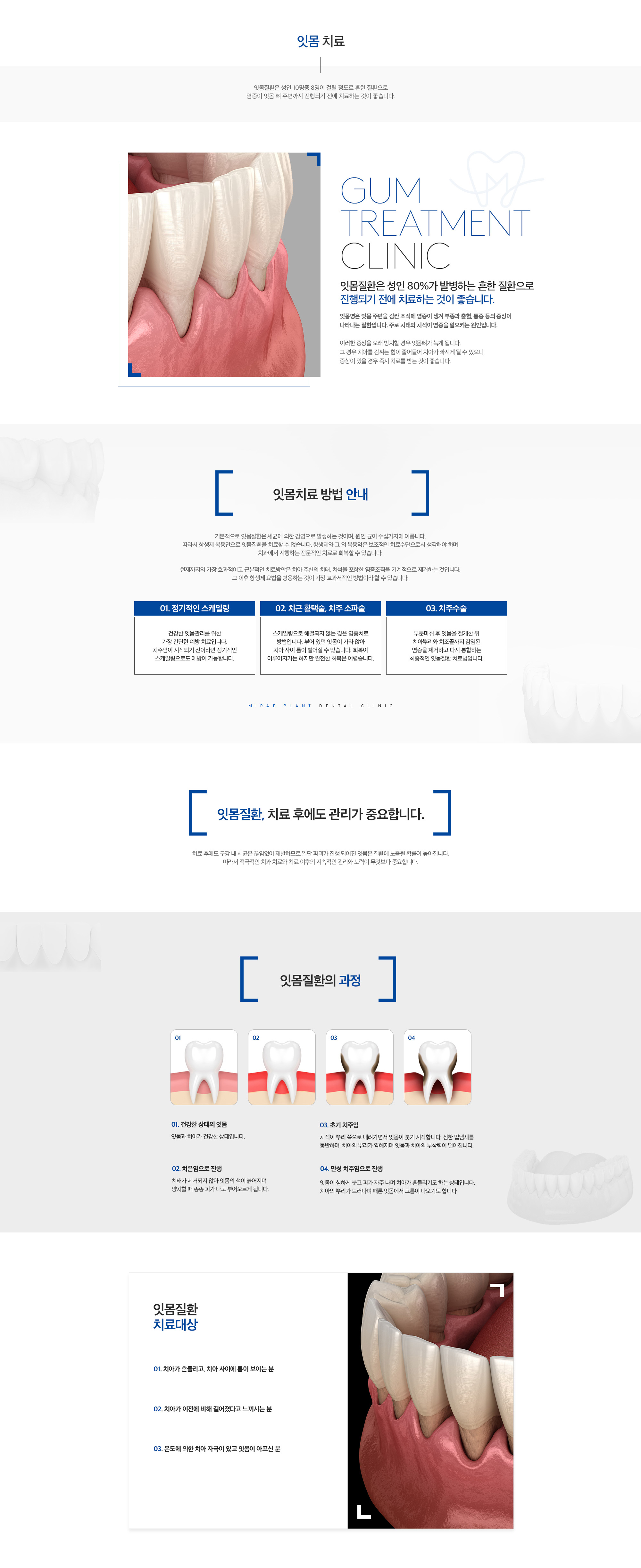 미래플란트치과 잇몸치료 안내 - 스케일링, 치근활택술, 치주치료 및 관리